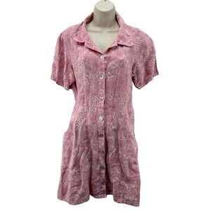Vintage Wear Abouts Santa Fe Coquette Dress Women XS/S Pink 100% Linen Floral